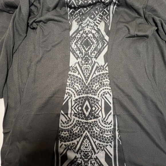 Xhilaration M Goth Grunge Black Maxi Dress Tribal Print Insert 3/4 Sleeves Maxi - Picture 8 of 10